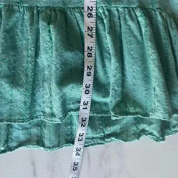 LC Lauren Conrad Green Smocked Ruffle Sleeve Midi Dress Size M Medium Teal Party - Picture 11 of 15